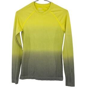 Figs Salta Underscrub Seamless Long Sleeve Ombre Limeade Size XS